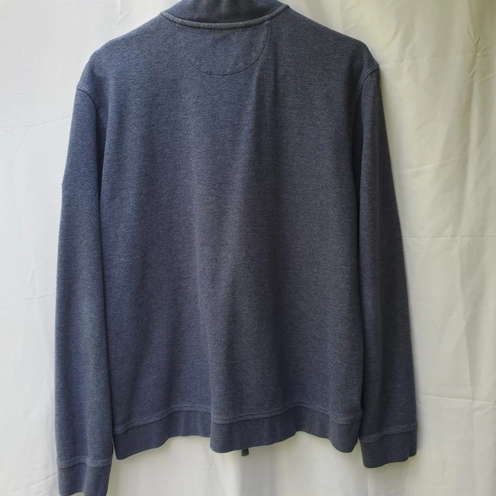 Johnnie-O Mens KC Full Zip Fleece Sweatshirt Blue Large Bomber Jacket Style